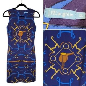 J. McLaughlin Catalina Cloth Horse Bit Equestrian Saddle Western Con Swing Dress